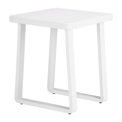 Mesa Auxiliar de Terraza para Áreas de Estar - ZUO WELT - Blanco - Cubierta de Aluminio Símil Madera y Estructura de Aluminio con Recubrimiento en Polvo - 704207 - Zuo - NOGAL BEAT - Mesa de Terraza