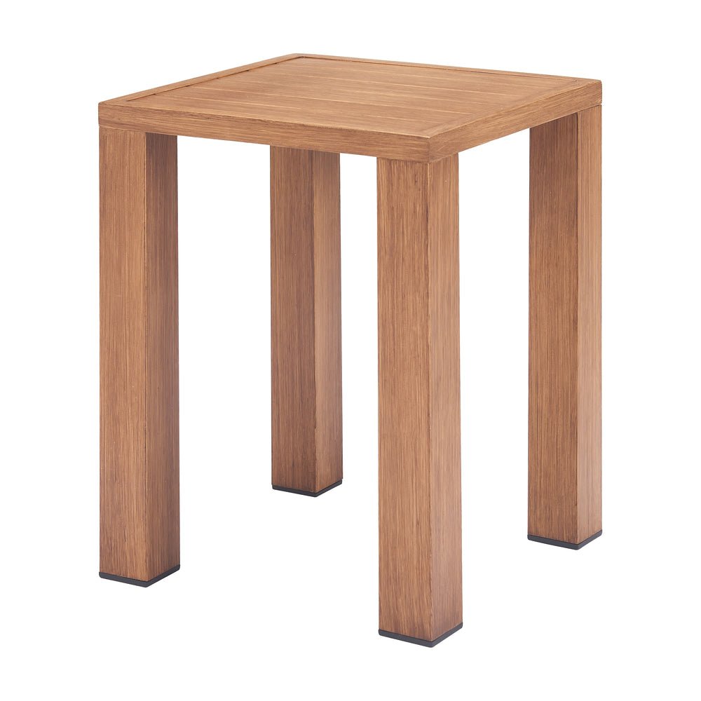 Mesa Auxiliar de Terraza para Club de Playa - ZUO REGELS - Natural - Cubierta de Aluminio Símil Madera y Estructura de Aluminio - 704055 - Zuo - NOGAL BEAT - Mesa de Terraza