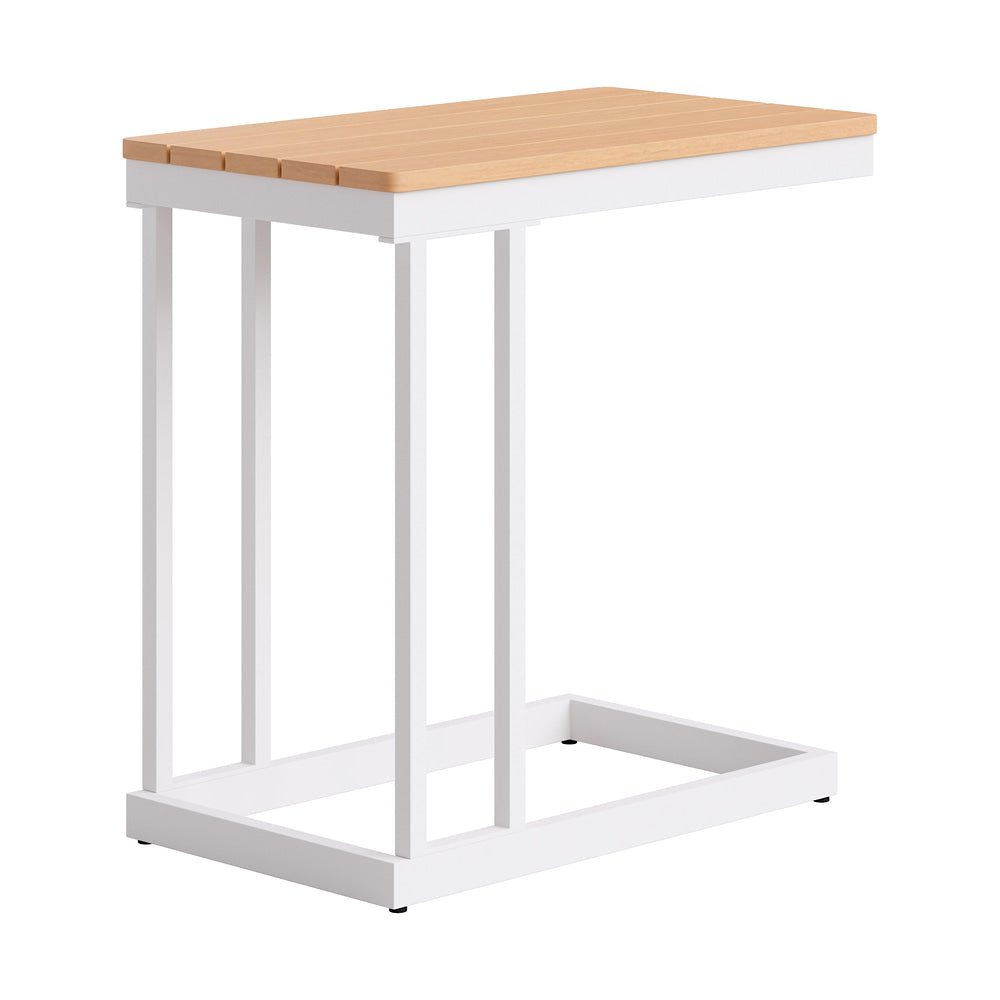 Mesa Auxiliar de Terraza para Spa - ZUO TAMARU - Natural - Cubierta de Acacia Maciza y Estructura de Aluminio con Recubrimiento en Polvo - 704240 - Zuo - NOGAL BEAT - Mesa de Terraza