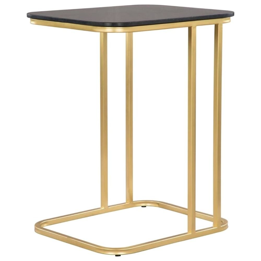 MESA AUXILIAR NOGAL BEAT ALMA | Mesa Auxiliar Ocasional Decorativa | 57 cm | Estructura Acero Dorado | Negro | Mármol MDF | Interior - 101535 - Zuo - NOGAL BEAT - Mesas