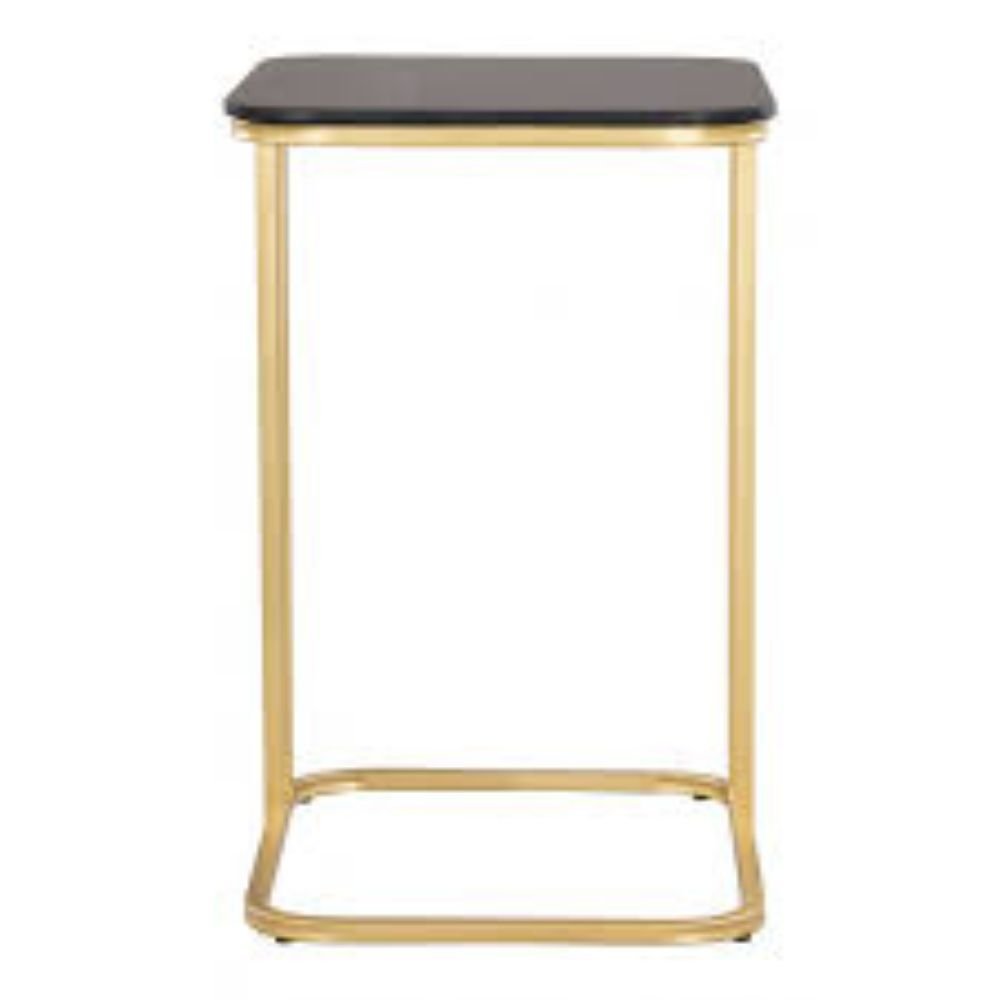 MESA AUXILIAR NOGAL BEAT ALMA | Mesa Auxiliar Ocasional Decorativa | 57 cm | Estructura Acero Dorado | Negro | Mármol MDF | Interior - 101535 - Zuo - NOGAL BEAT - Mesas