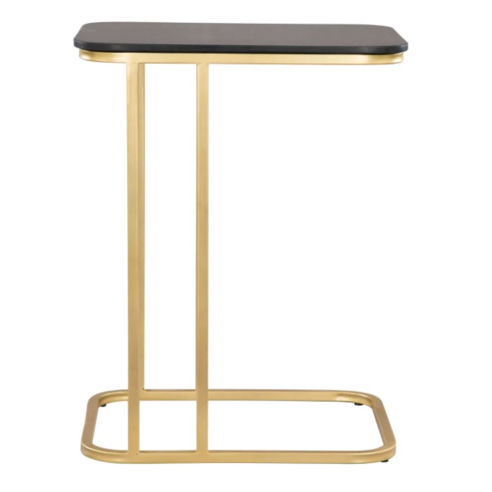 MESA AUXILIAR NOGAL BEAT ALMA | Mesa Auxiliar Ocasional Decorativa | 57 cm | Estructura Acero Dorado | Negro | Mármol MDF | Interior - 101535 - Zuo - NOGAL BEAT - Mesas