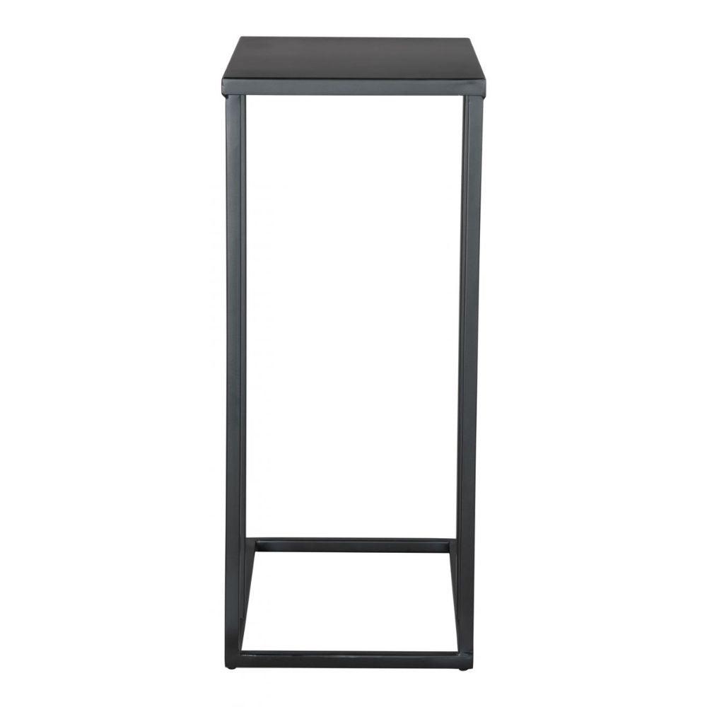 MESA AUXILIAR NOGAL BEAT ATOM | Mesa Auxiliar para Sala de Estar Vestibulo | 60 cm | Base Cerrada | Negro | Hierro con Recubrimiento en Polvo | Interior - 109268 - Zuo - NOGAL BEAT - Mesas