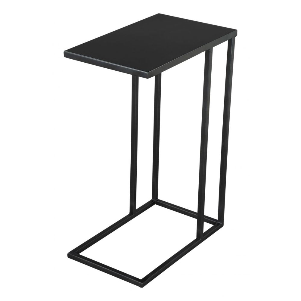 MESA AUXILIAR NOGAL BEAT ATOM | Mesa Auxiliar para Sala de Estar Vestibulo | 60 cm | Base Cerrada | Negro | Hierro con Recubrimiento en Polvo | Interior - 109268 - Zuo - NOGAL BEAT - Mesas