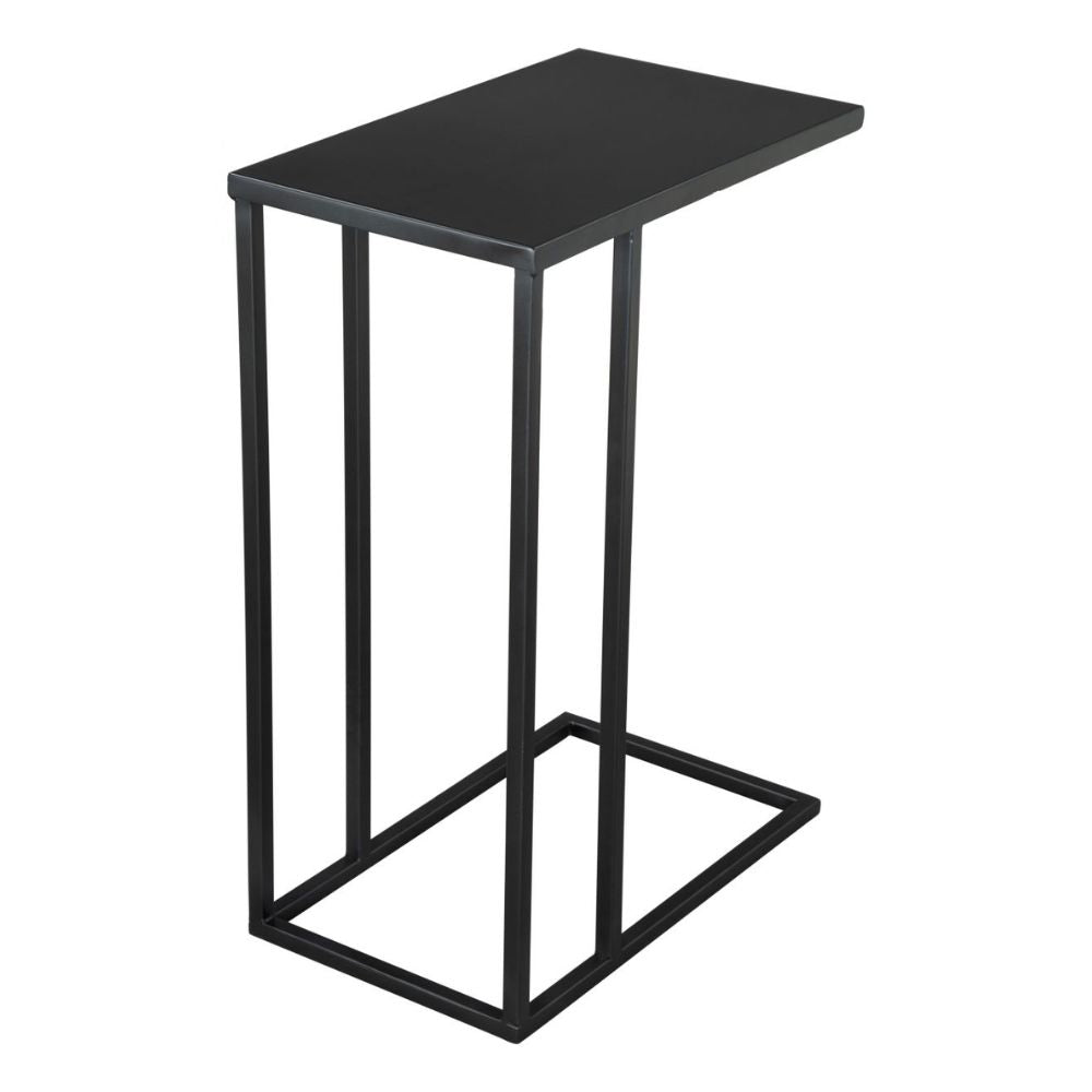 MESA AUXILIAR NOGAL BEAT ATOM | Mesa Auxiliar para Sala de Estar Vestibulo | 60 cm | Base Cerrada | Negro | Hierro con Recubrimiento en Polvo | Interior - 109268 - Zuo - NOGAL BEAT - Mesas