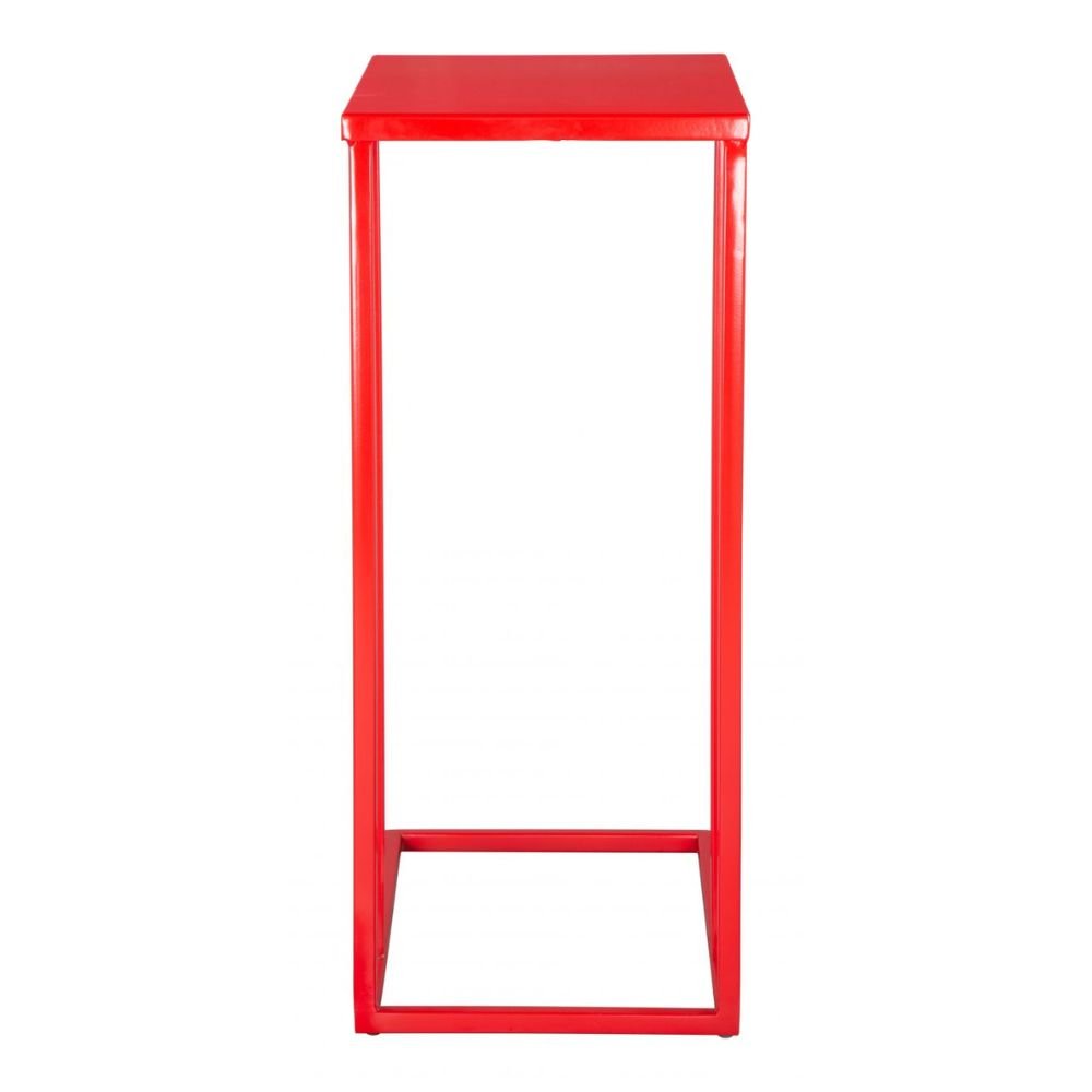 MESA AUXILIAR NOGAL BEAT ATOM | Mesa Auxiliar para Sala de Estar Vestibulo | 60 cm | Base Cerrada | Rojo | Hierro con Recubrimiento en Polvo | Interior - 109349 - Zuo - NOGAL BEAT - Mesas