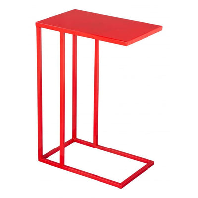 MESA AUXILIAR NOGAL BEAT ATOM | Mesa Auxiliar para Sala de Estar Vestibulo | 60 cm | Base Cerrada | Rojo | Hierro con Recubrimiento en Polvo | Interior - 109349 - Zuo - NOGAL BEAT - Mesas