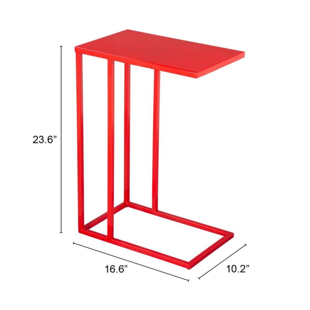 MESA AUXILIAR NOGAL BEAT ATOM | Mesa Auxiliar para Sala de Estar Vestibulo | 60 cm | Base Cerrada | Rojo | Hierro con Recubrimiento en Polvo | Interior - 109349 - Zuo - NOGAL BEAT - Mesas