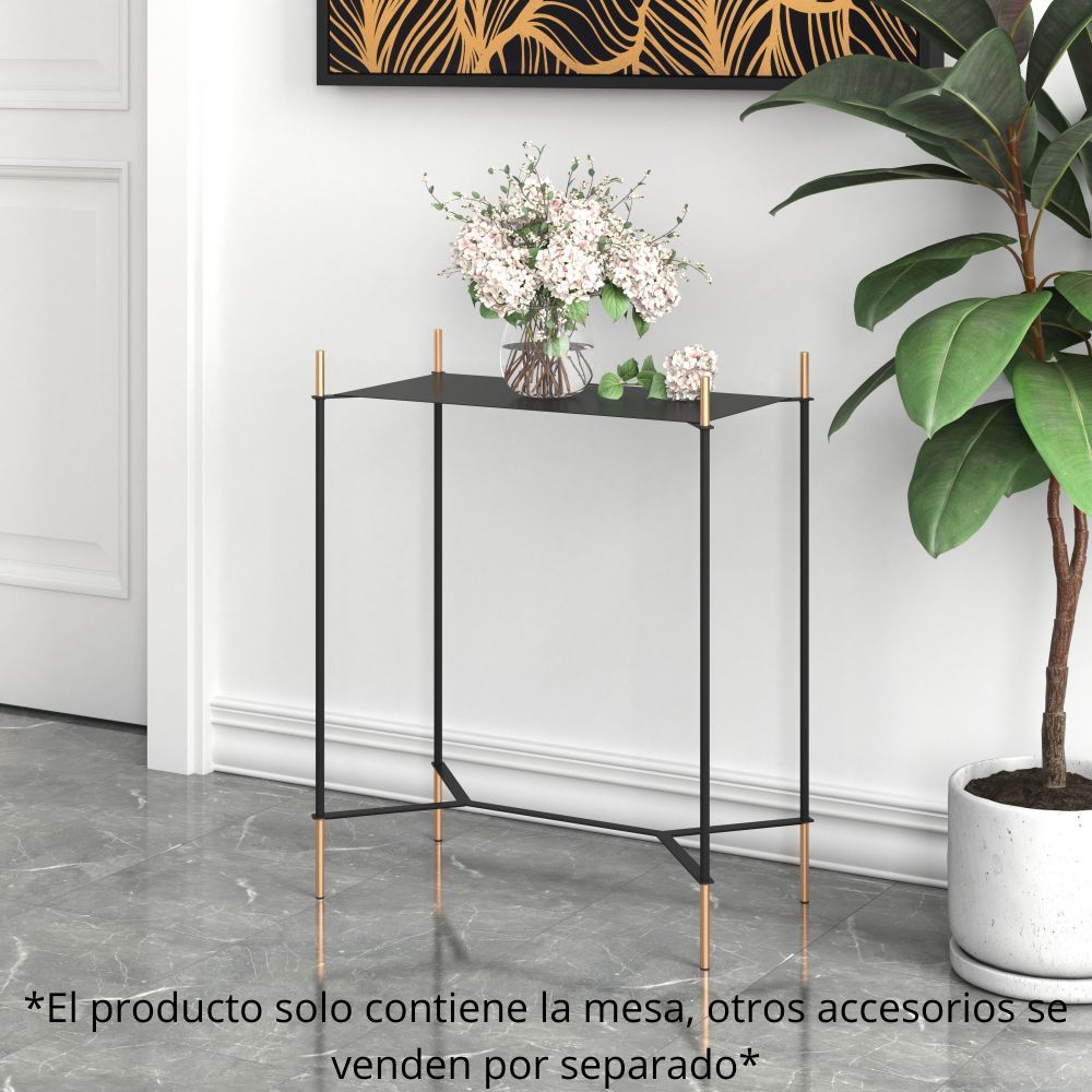 MESA AUXILIAR NOGAL BEAT AUSTIN | Mesa Auxiliar Ocasional Decorativa | 62 cm | Negro | Acero con Recubrimiento en Polvo | Interior - 101468 - Zuo - NOGAL BEAT -