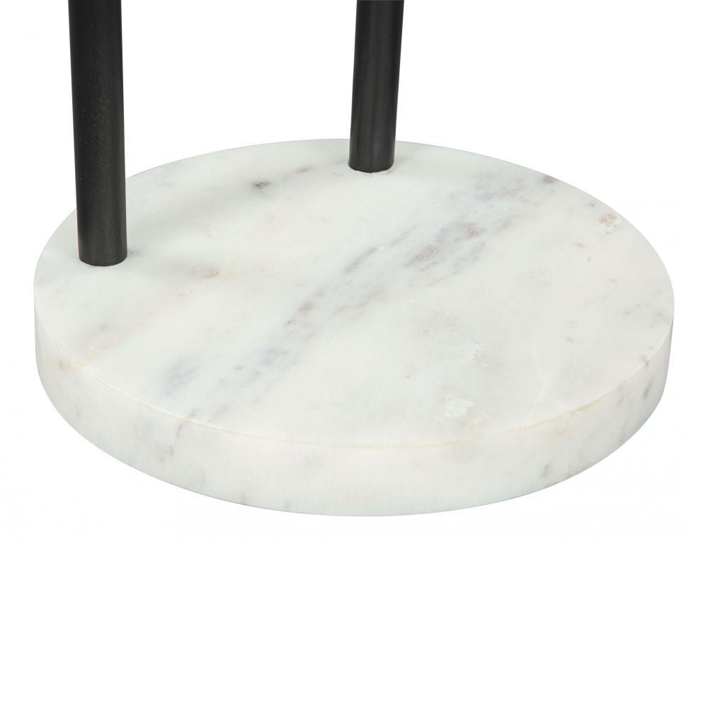 MESA AUXILIAR NOGAL BEAT CHRISTIAN | Mesa Auxiliar Decorativa Ocasional | 56 cm | Base Mármol Blanco | Negro | Hierro | Interior - 109356 - Zuo - NOGAL BEAT - Mesas