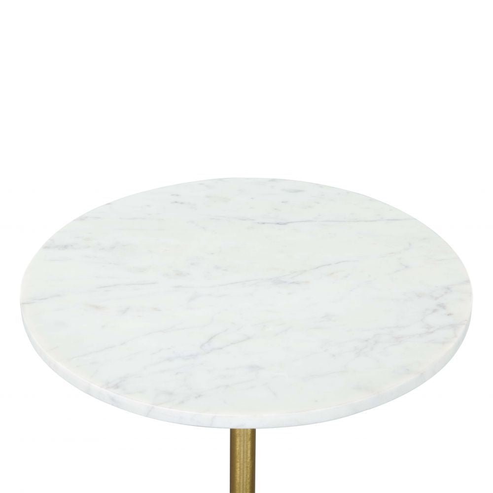 MESA AUXILIAR NOGAL BEAT CYNTHIA | Mesa Auxiliar Decorativa Ocasional | 56 cm | Base Hierro Oro | Blanco | Mármol | Interior - 109562 - Zuo - NOGAL BEAT - Mesas