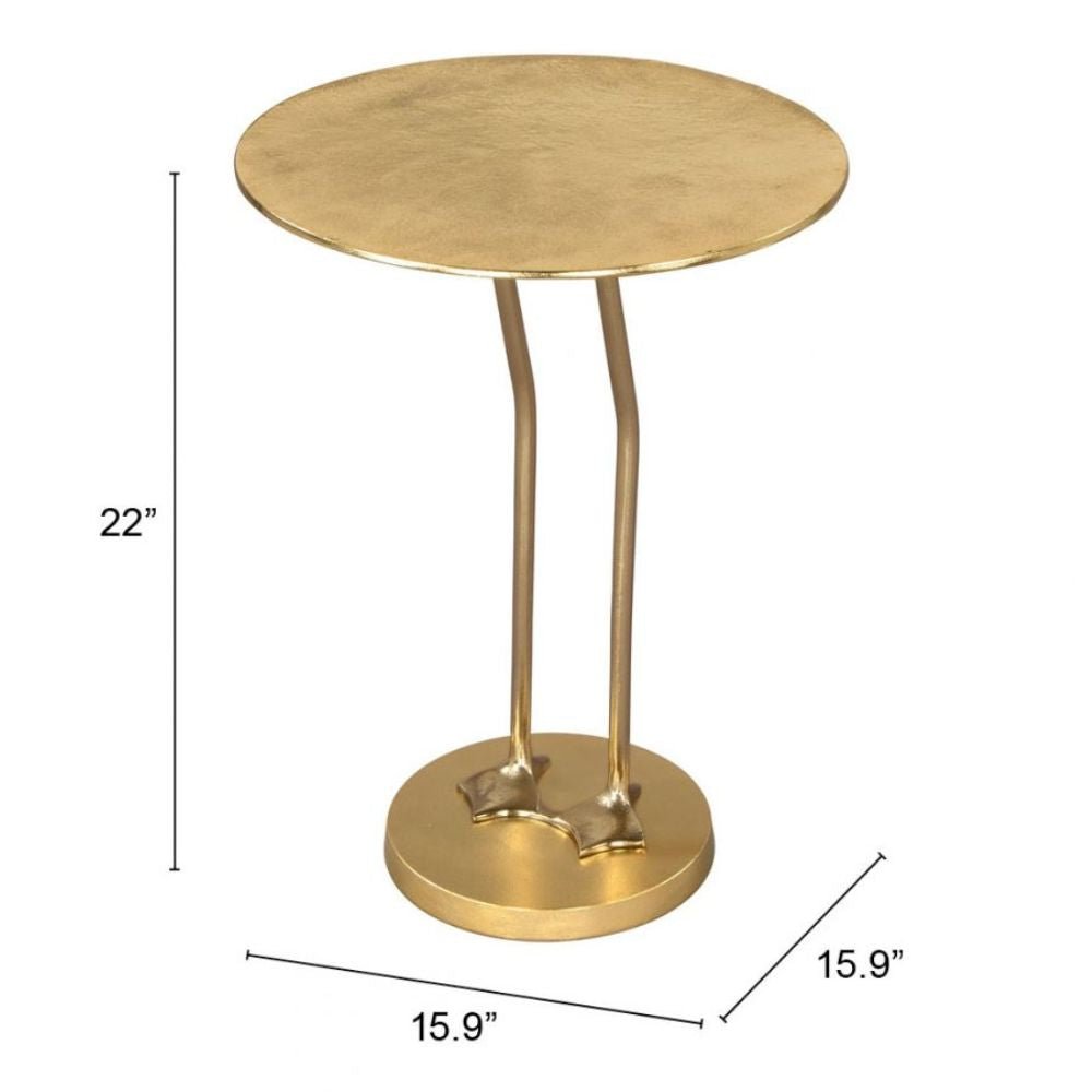 MESA AUXILIAR NOGAL BEAT GRISHAM | Mesa Auxiliar Decorativa Ocasional | 56 cm | Oro | Aluminio Chapado | Interior - 109464 - Zuo - NOGAL BEAT - Mesas