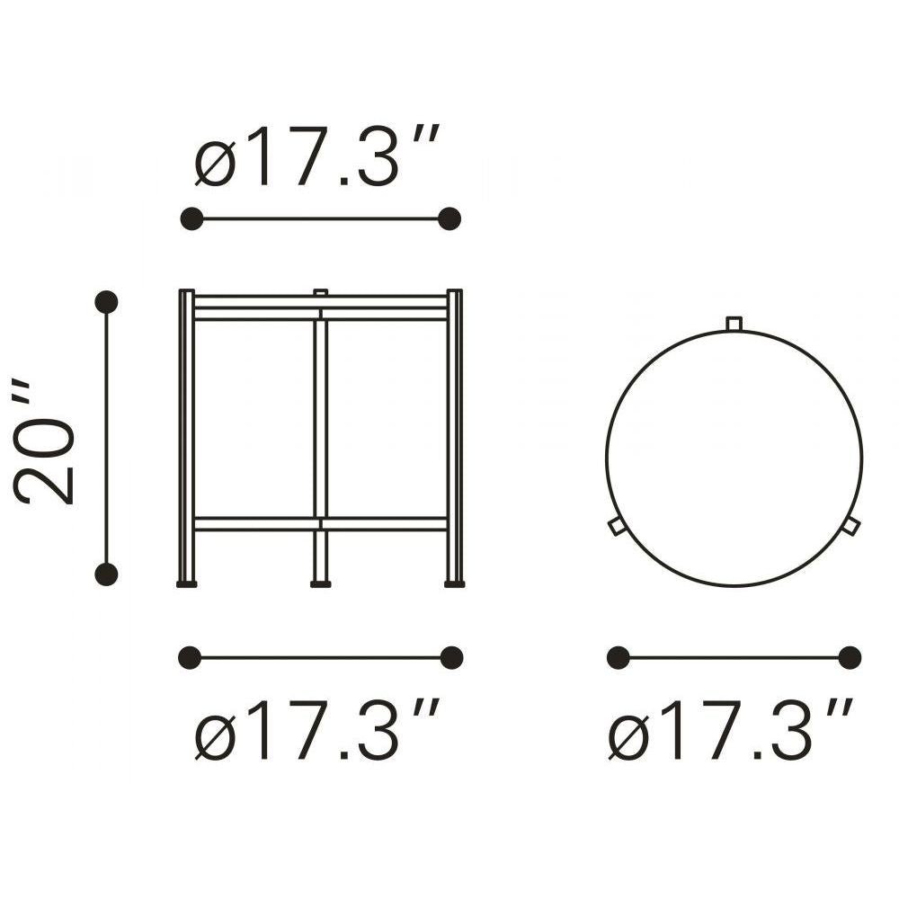 MESA AUXILIAR NOGAL BEAT HARU | Mesa Auxiliar Ocasional Decorativa | 51 cm | Estructura Hierro Galvanizado Oro | Blanco | Ágata MDF | Interior - 101502 - Zuo - NOGAL BEAT - Mesas