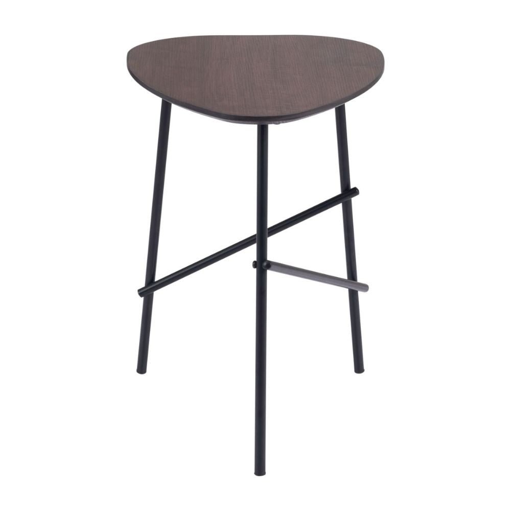 MESA AUXILIAR NOGAL BEAT IRELAND | Mesa Auxiliar Ocasional Decorativa | 55 cm | Estructura Acero Negro | Marrón Oscuro | MDF de Madera Sintética | Interior - 109287 - Zuo - NOGAL BEAT - Mesas