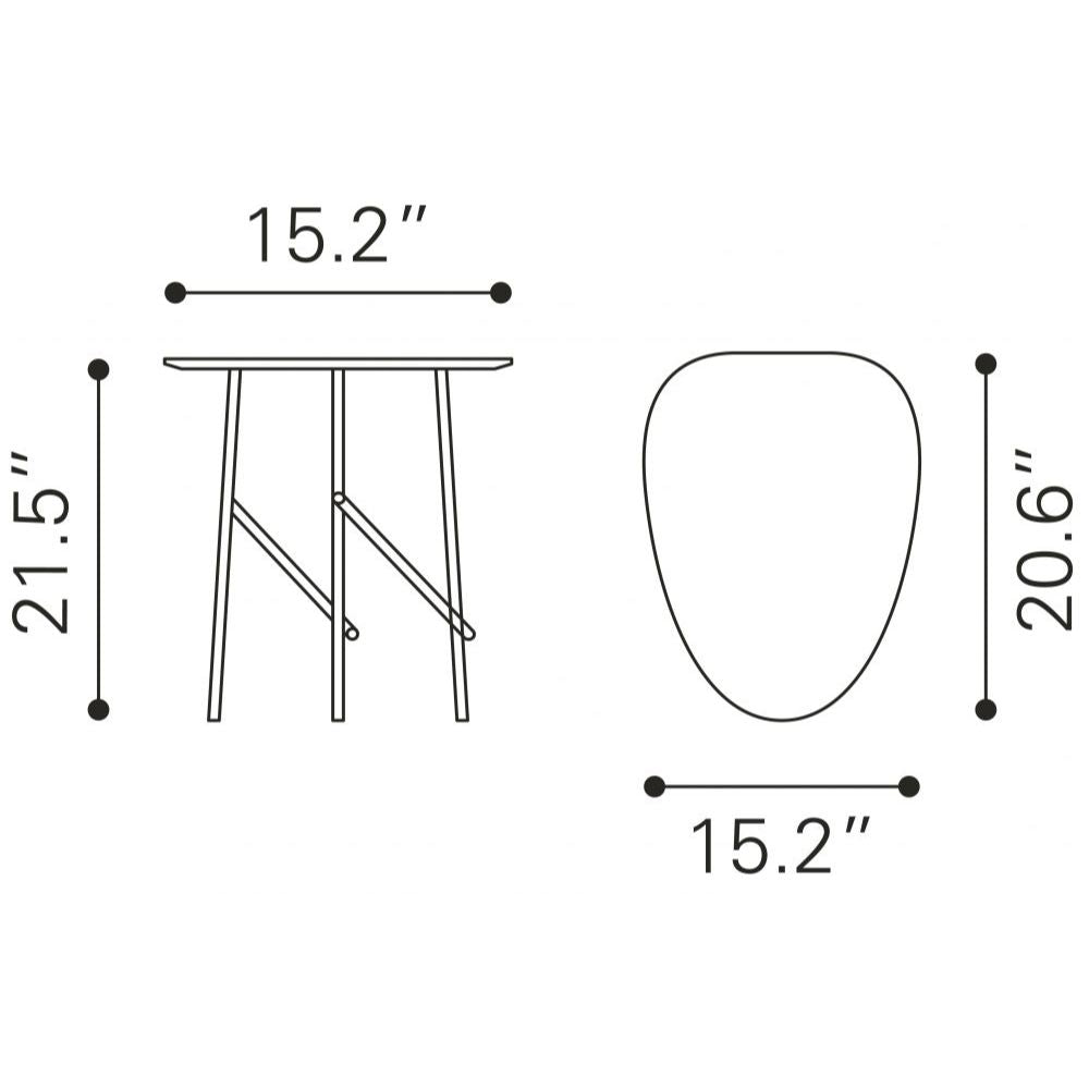 MESA AUXILIAR NOGAL BEAT IRELAND | Mesa Auxiliar Ocasional Decorativa | 55 cm | Estructura Acero Negro | Marrón Oscuro | MDF de Madera Sintética | Interior - 109287 - Zuo - NOGAL BEAT - Mesas