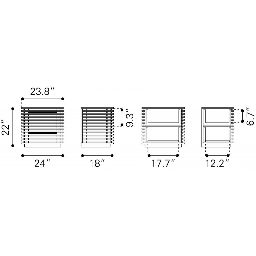 MESA AUXILIAR NOGAL BEAT LINEA | Mesa Auxiliar Nogal para Habitación Cuarto | 2 Cajones | Madera de Caucho Chapada en Nogal MDF | Interior - 100577 - Zuo - NOGAL BEAT - Mesas