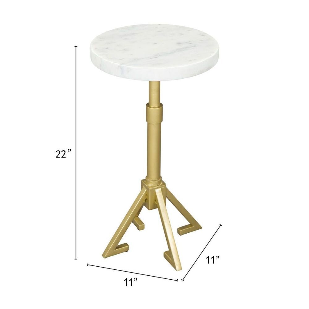 MESA AUXILIAR NOGAL BEAT MAURICE | Mesa Auxiliar Decorativa Ocasional | 56 cm | Estructura Hierro Oro | Blanco | Mármol | Interior - 109561 - Zuo - NOGAL BEAT - Mesas