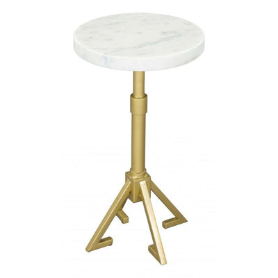 MESA AUXILIAR NOGAL BEAT MAURICE | Mesa Auxiliar Decorativa Ocasional | 56 cm | Estructura Hierro Oro | Blanco | Mármol | Interior - 109561 - Zuo - NOGAL BEAT - Mesas