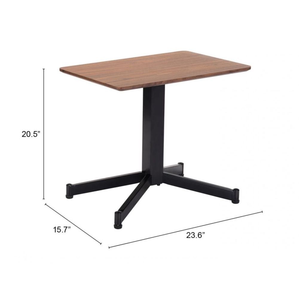 MESA AUXILIAR NOGAL BEAT MAZZY | Mesa Auxiliar Ocasional Decorativa | 54 cm | Estructura Acero Negro | Marrón | MDF Madera Sintética | Interior - 109071 - Zuo - NOGAL BEAT - Mesas