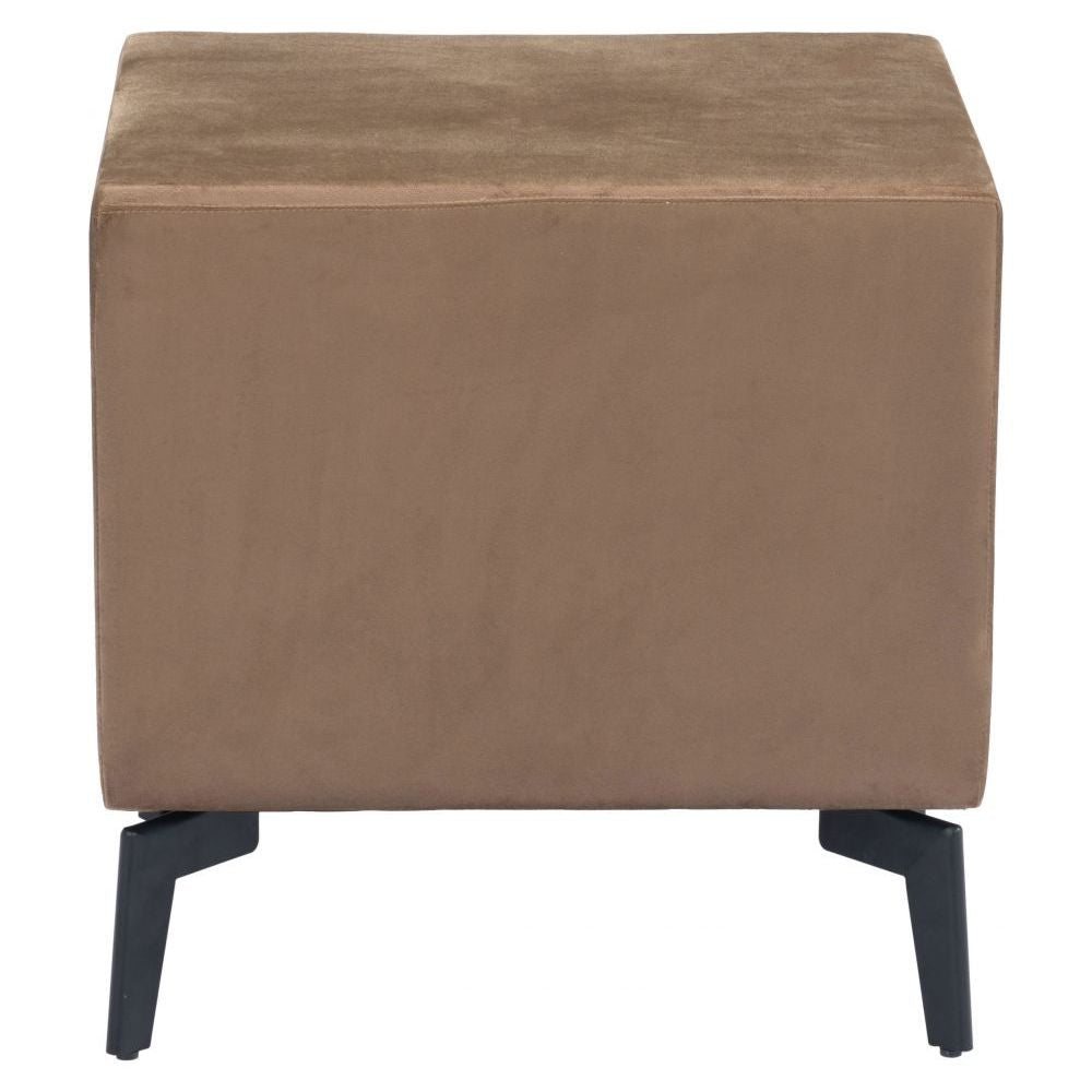 MESA AUXILIAR NOGAL BEAT MONTANA | Mesa Auxiliar para Habitación | 51 cm | 2 Cajones | Marrón | Terciopelo 100% Poliéster MDF Madera Contrachapada | Interior - 109624 - Zuo - NOGAL BEAT - Mesas