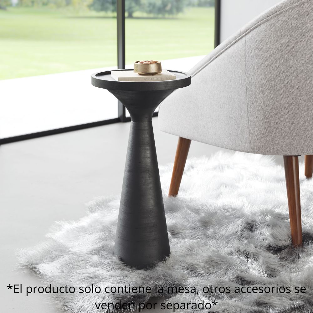 MESA AUXILIAR NOGAL BEAT OMNI | Mesa Auxiliar Ocasional Decorativa | 56 cm | Negro | Madera de Mango Pintada | Interior - 109083 - Zuo - NOGAL BEAT - Mesas