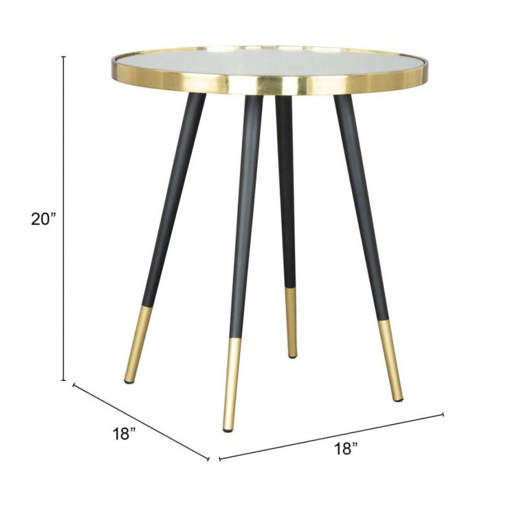 MESA AUXILIAR NOGAL BEAT PARTICLE | Mesa Auxiliar Decorativa Ocasional | 51 cm | Estructura Hierro | Oro y Negro | Vidrio de Espejo MDF | Interior - 109272 - Zuo - NOGAL BEAT - Mesas