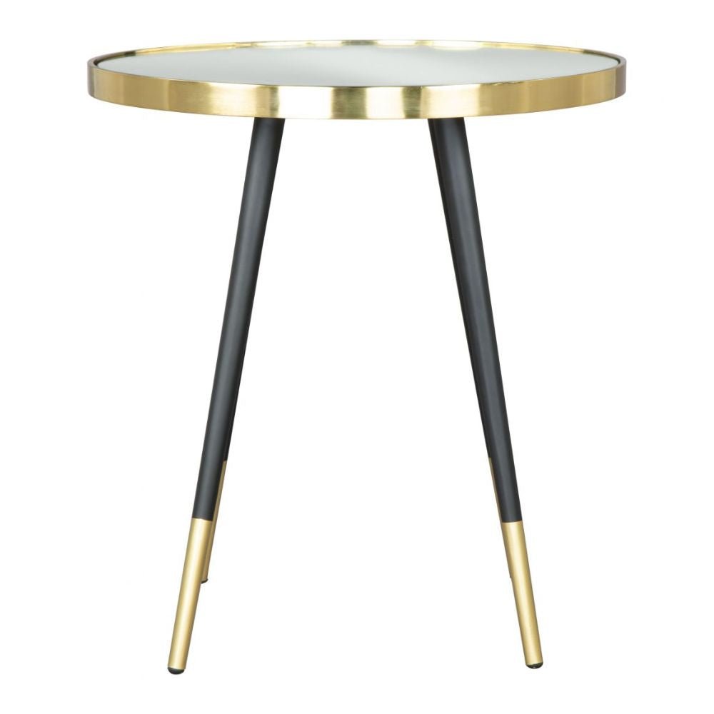 MESA AUXILIAR NOGAL BEAT PARTICLE | Mesa Auxiliar Decorativa Ocasional | 51 cm | Estructura Hierro | Oro y Negro | Vidrio de Espejo MDF | Interior - 109272 - Zuo - NOGAL BEAT - Mesas