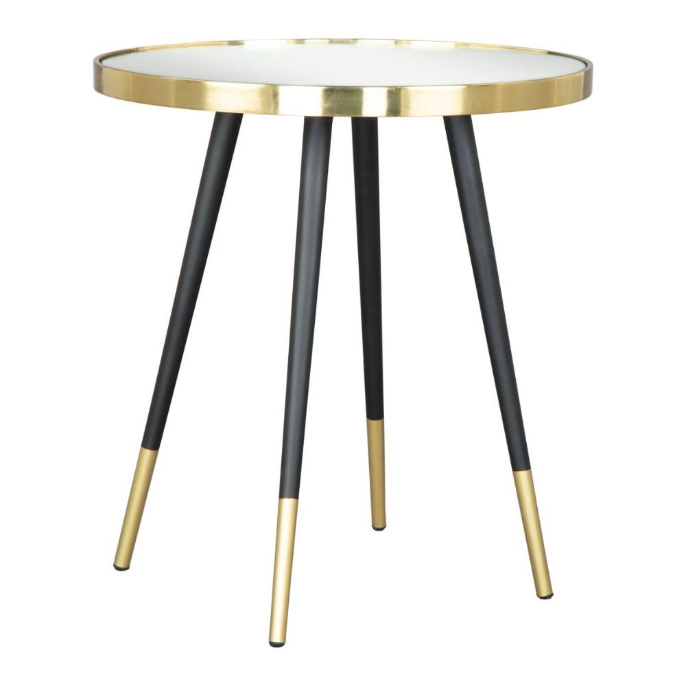 MESA AUXILIAR NOGAL BEAT PARTICLE | Mesa Auxiliar Decorativa Ocasional | 51 cm | Estructura Hierro | Oro y Negro | Vidrio de Espejo MDF | Interior - 109272 - Zuo - NOGAL BEAT - Mesas