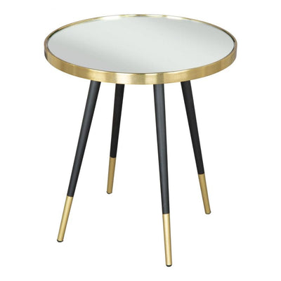 MESA AUXILIAR NOGAL BEAT PARTICLE | Mesa Auxiliar Decorativa Ocasional | 51 cm | Estructura Hierro | Oro y Negro | Vidrio de Espejo MDF | Interior - 109272 - Zuo - NOGAL BEAT - Mesas