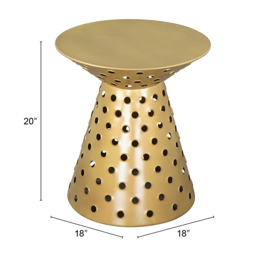 MESA AUXILIAR NOGAL BEAT PROTON | Mesa Auxiliar Ocasional Decorativa | 51 cm | Oro | Hierro | Interior - 109274 - Zuo - NOGAL BEAT - Mesas