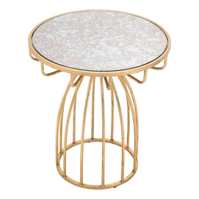 MESA AUXILIAR NOGAL BEAT SILO | Mesa Auxiliar Ocasional Decorativa | 57 cm | Estructura Acero Pintado | Oro | Vidrio de Espejo Tintado | Interior - 101472 - Zuo - NOGAL BEAT - Mesas