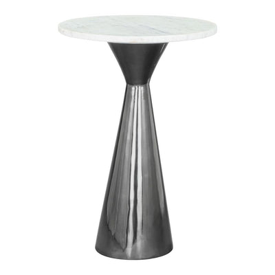 MESA AUXILIAR NOGAL BEAT TIM | Mesa Auxiliar Decorativa Ocasional | 58 cm | Estructura Hierro Galvanizado Negro | Blanco | Mármol MDF | Interior - 109363 - Zuo - NOGAL BEAT - Mesas