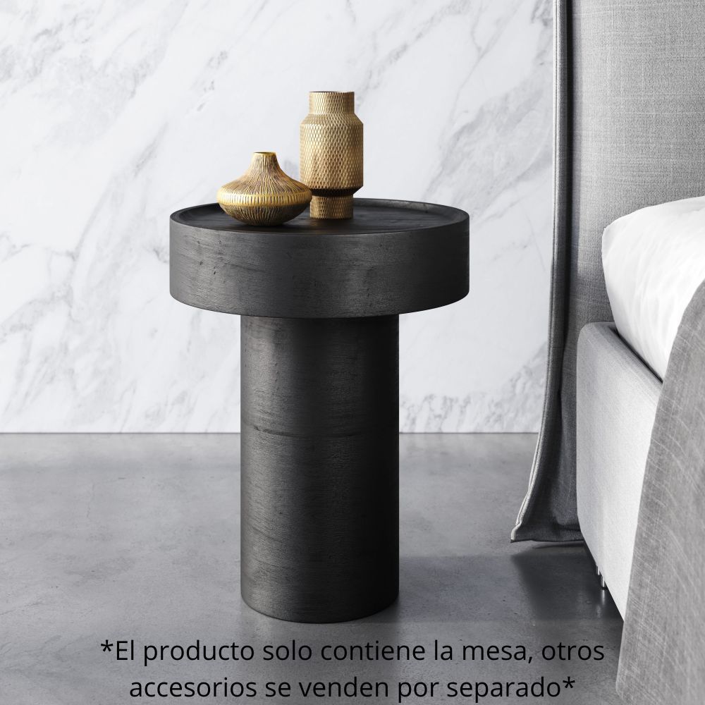 MESA AUXILIAR NOGAL BEAT WATSON | Mesa Auxiliar Ocasional Decorativa | 51 cm | Negro | Madera de Mango Pintada | Interior - 109085 - Zuo - NOGAL BEAT - Mesas