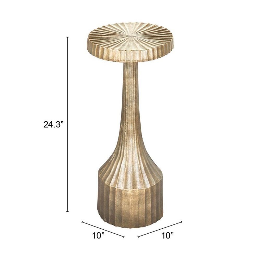 MESA AUXILIAR NOGAL BEAT WENDY | Mesa Auxiliar Ocasional Decorativa | 62 cm | Oro Antiguo | Aluminio Galvanizado | Interior - 109359 - Zuo - NOGAL BEAT - Mesas