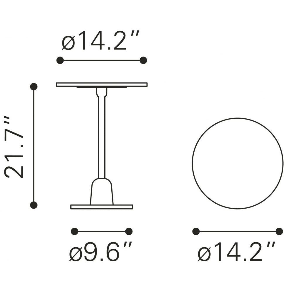 MESA AUXILIAR NOGAL BEAT WHAMMY | Mesa Auxiliar Decorativa Ocasional | 56 cm | Estructura Aluminio Negro | Blanco | Mármol | Interior - 109567 - Zuo - NOGAL BEAT - Mesas