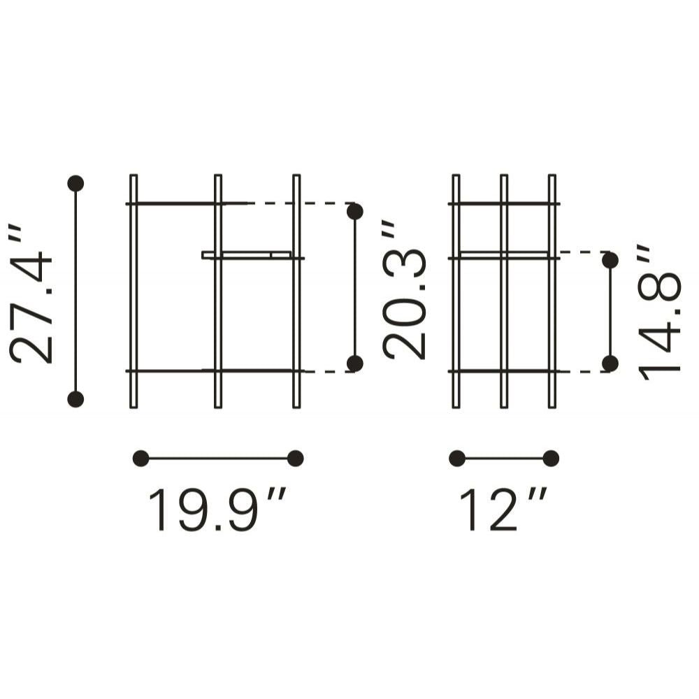 MESA AUXILIAR NOGAL BEAT WILLIAM | Mesa Auxiliar Ocasional Decorativa | 70 cm | Estructura Acero | Negro | Espejo Cristal | Interior - 101467 - Zuo - NOGAL BEAT - Mesas