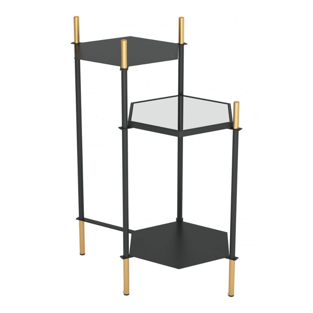 MESA AUXILIAR NOGAL BEAT WILLIAM | Mesa Auxiliar Ocasional Decorativa | 70 cm | Estructura Acero | Negro | Espejo Cristal | Interior - 101467 - Zuo - NOGAL BEAT - Mesas