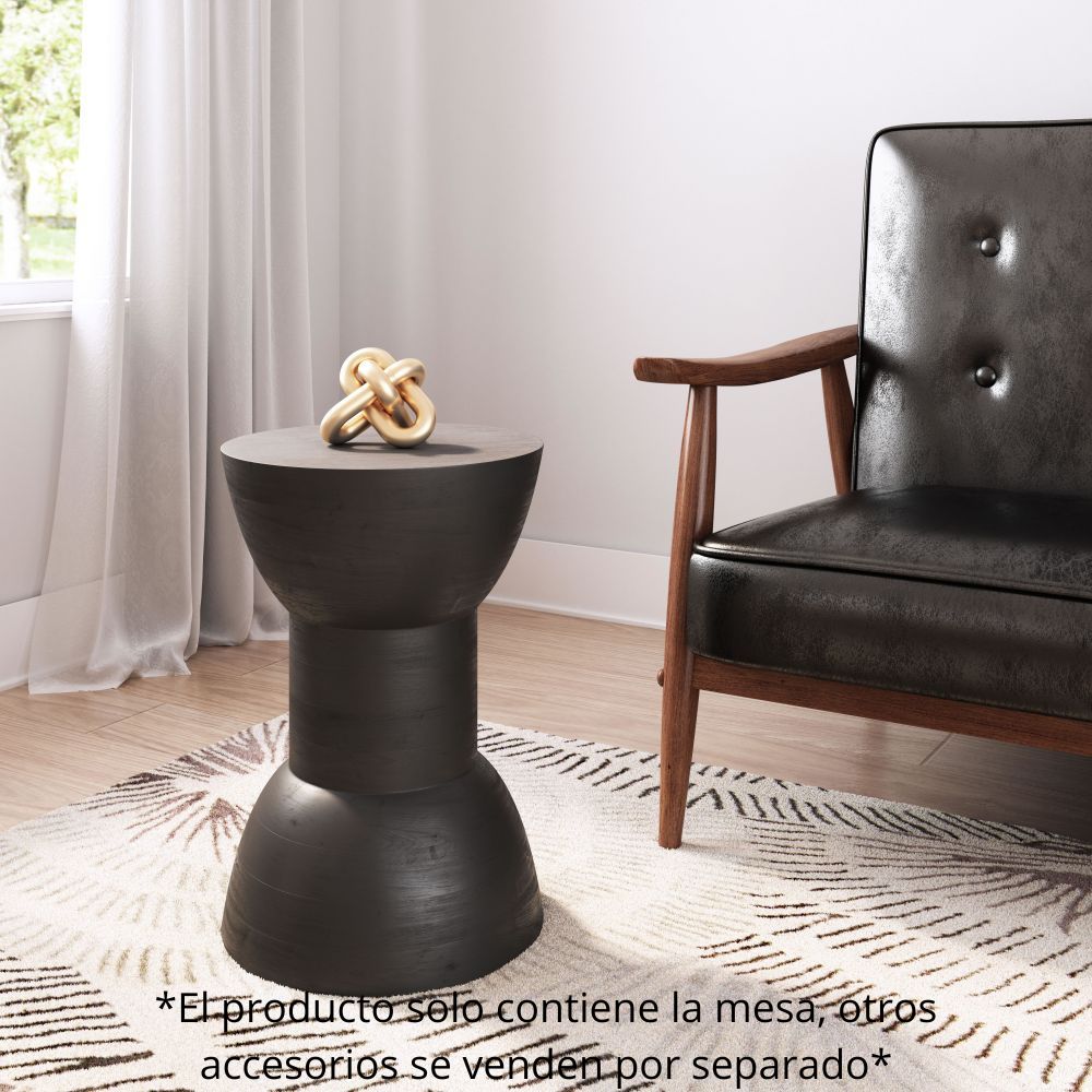 MESA AUXILIAR NOGAL BEAT WISDOM | Mesa Auxiliar Ocasional Decorativa | 47 cm | Negro | Madera de Mango Pintada | Interior - 102058 - Zuo - NOGAL BEAT - Mesas