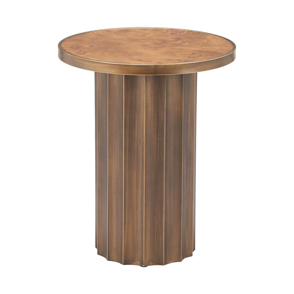 Mesa Auxiliar para Área de Descanso - ZUO AFINATO - Café - Cubierta de MDF con Chapa de Raíz y Estructura de Acero - 110754 - Zuo - NOGAL BEAT - Mesa Comercial Interior