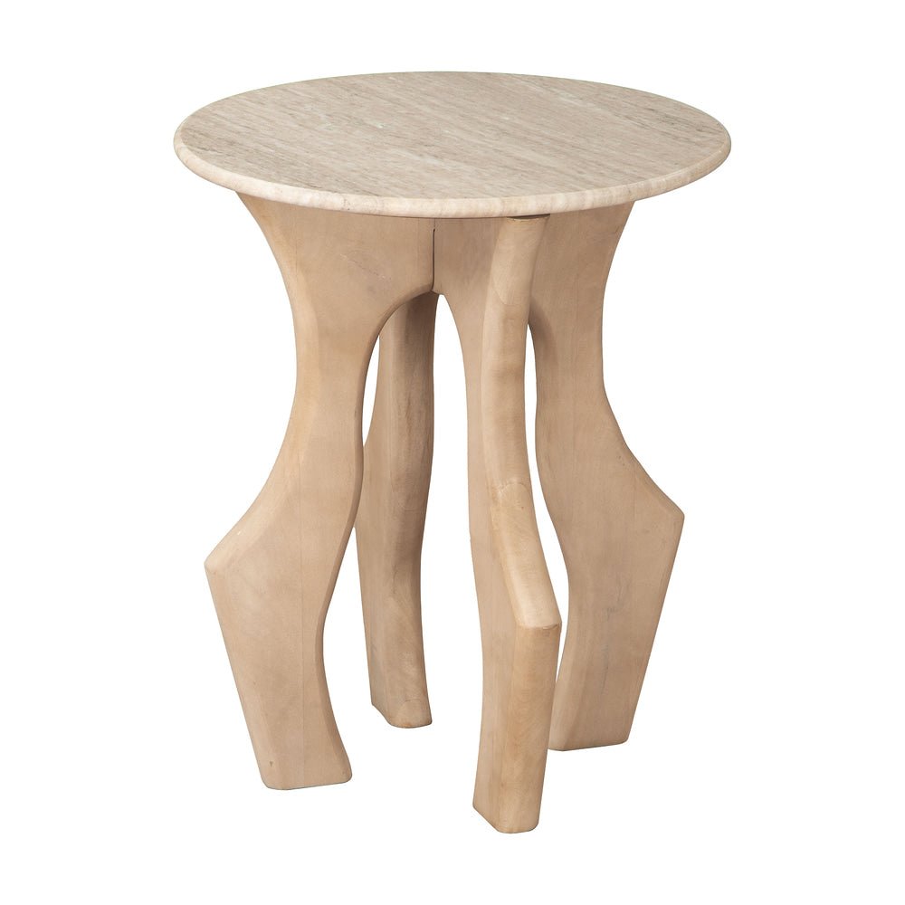 Mesa Auxiliar para Área de Descanso - ZUO EDA - Varios Colores - Cubierta de Mármol Natural y Estructura de Mango Macizo - 110630 - Zuo - NOGAL BEAT - Mesa Comercial Interior