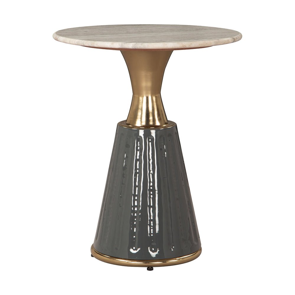 Mesa Auxiliar para Área de Descanso - ZUO GLASA - Multicolor - Cubierta de Mármol Natural y Estructura de Hierro Electrochapado - 110627 - Zuo - NOGAL BEAT - Mesa Comercial Interior