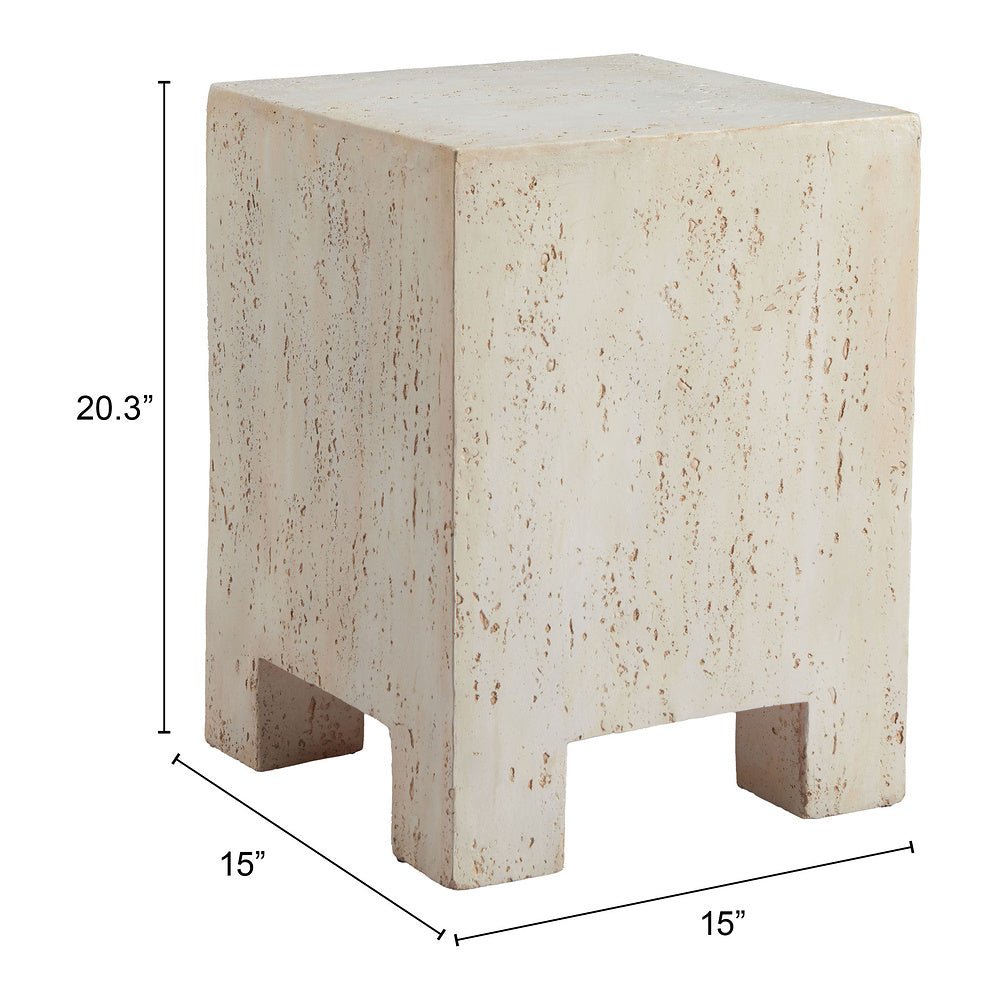 Mesa Auxiliar para Área de Descanso - ZUO KITARA - Beige - Cubierta de Óxido de Magnesio Símil Piedra y Estructura de Óxido de Magnesio - 110193 - Zuo - NOGAL BEAT - Mesa Comercial Interior