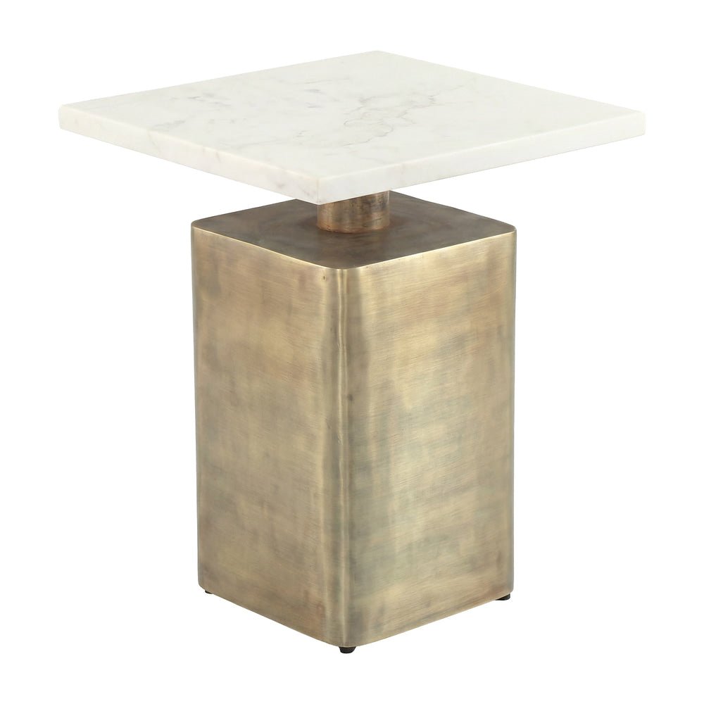 Mesa Auxiliar para Área de Descanso - ZUO NYRA - Varios Colores - Cubierta de Mármol Natural y Estructura de Hierro Electrochapado - 110952 - Zuo - NOGAL BEAT - Mesa Comercial Interior