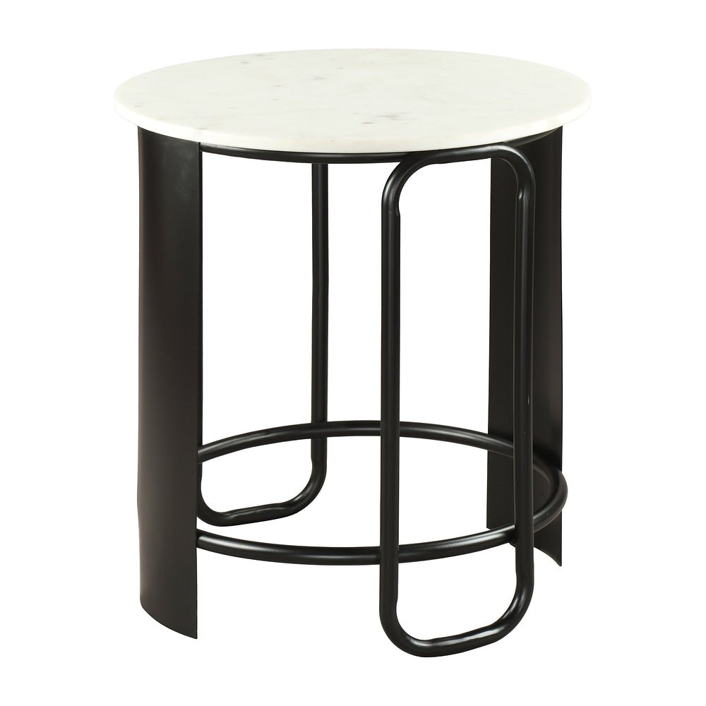Mesa Auxiliar para Área de Descanso - ZUO OBEL - Varios Colores - Cubierta de Mármol Natural y Estructura de Acero con Recubrimiento en Polvo - 110948 - Zuo - NOGAL BEAT - Mesa Comercial Interior