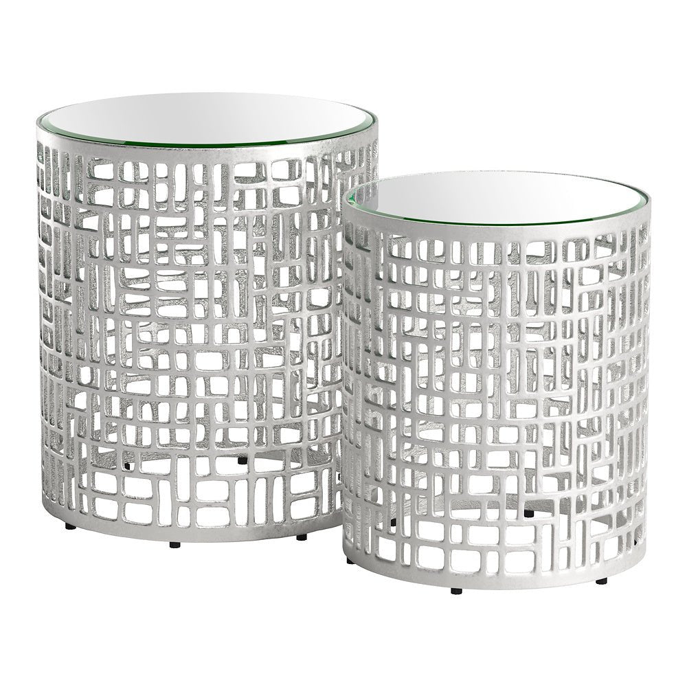 Mesa Auxiliar para Área de Descanso - ZUO REDEN - Plata - Cubierta de Espejo y Estructura de Aluminio Pintado - 110153 - Zuo - NOGAL BEAT - Mesa Comercial Interior