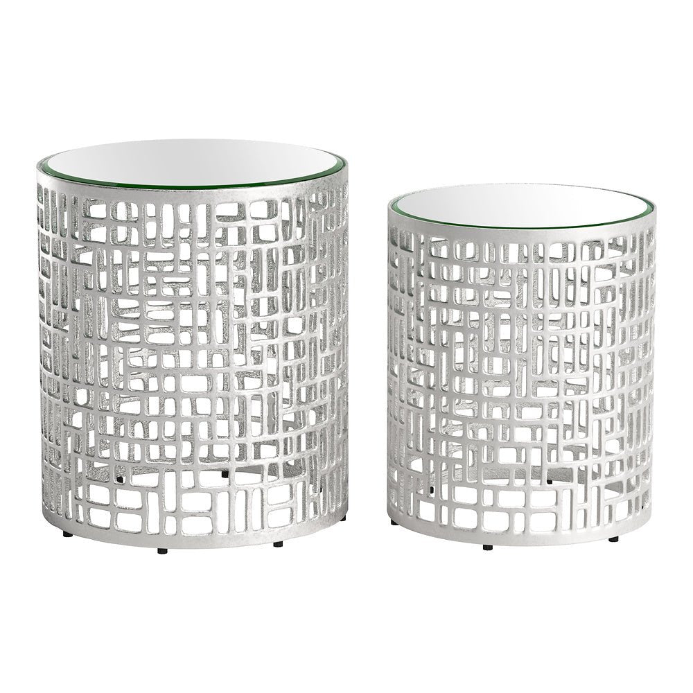 Mesa Auxiliar para Área de Descanso - ZUO REDEN - Plata - Cubierta de Espejo y Estructura de Aluminio Pintado - 110153 - Zuo - NOGAL BEAT - Mesa Comercial Interior