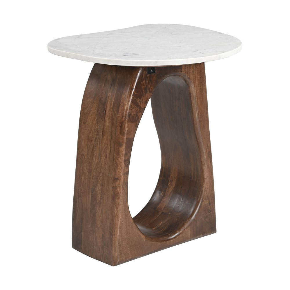 Mesa Auxiliar para Área de Descanso - ZUO VARA - Varios Colores - Cubierta de Mármol y Estructura de MDF - 110934 - Zuo - NOGAL BEAT - Mesa Comercial Interior
