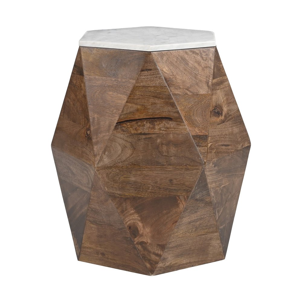 Mesa Auxiliar para Consultorio - ZUO BISEL - Varios Colores - Cubierta de Mármol Natural y Estructura de Mango Macizo - 110935 - Zuo - NOGAL BEAT - Mesa Comercial Interior