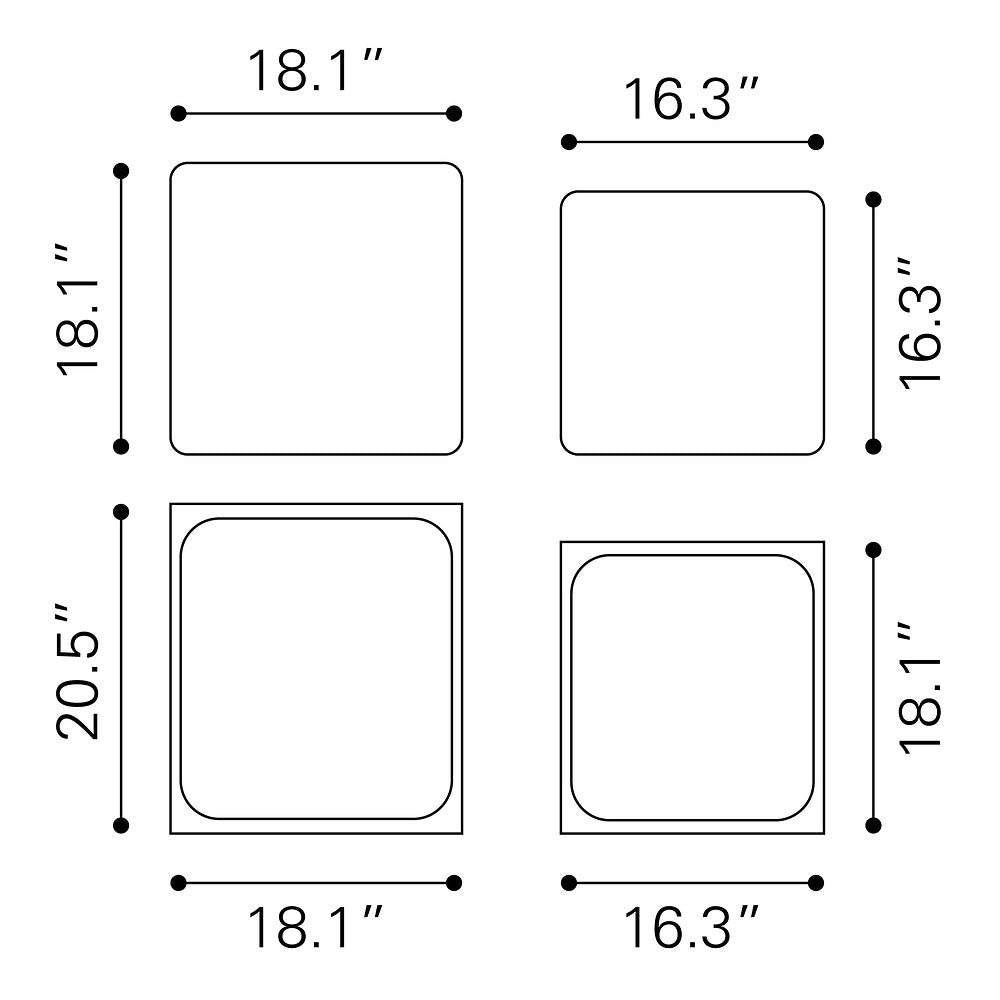Mesa Auxiliar para Consultorio - ZUO BRICS - Multicolor - Estructura y Cubierta en Aluminio Pintado - 110155 - Zuo - NOGAL BEAT - Mesa Comercial Interior