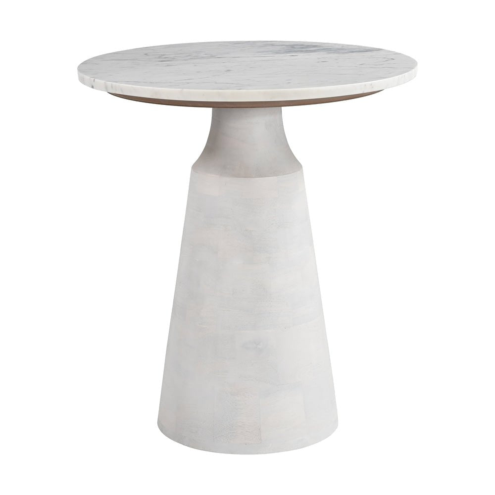Mesa Auxiliar para Consultorio - ZUO LIRIO - Blanco - Cubierta de Mármol y Estructura de MDF - 110932 - Zuo - NOGAL BEAT - Mesa Comercial Interior